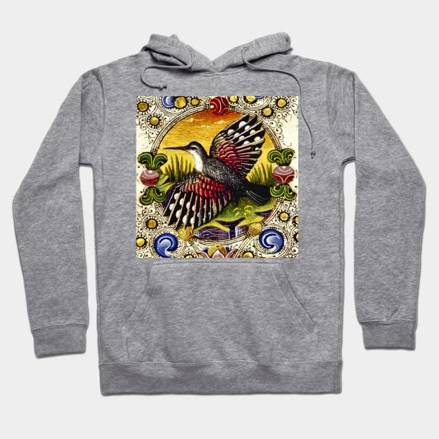 Illuminated Beauty: A Medieval Bird and the Exquisite Margins of Artisanal Craftsmanship Hoodie by AlienMirror